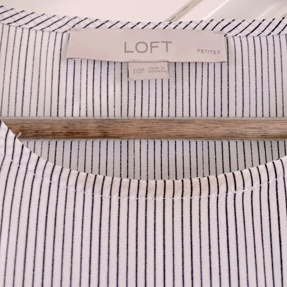 Loft Petite Ruffle Sleeved Black & White Pin Striped Blouse - Picture 6 of 6